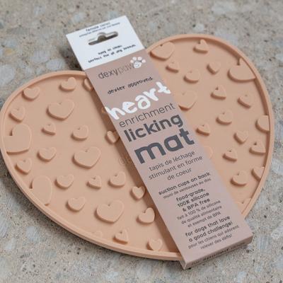 Show full view: Dexypaws Enrichment Lick Mat Blush Pink Heart Dog Slow Feeder slide 6 of 7