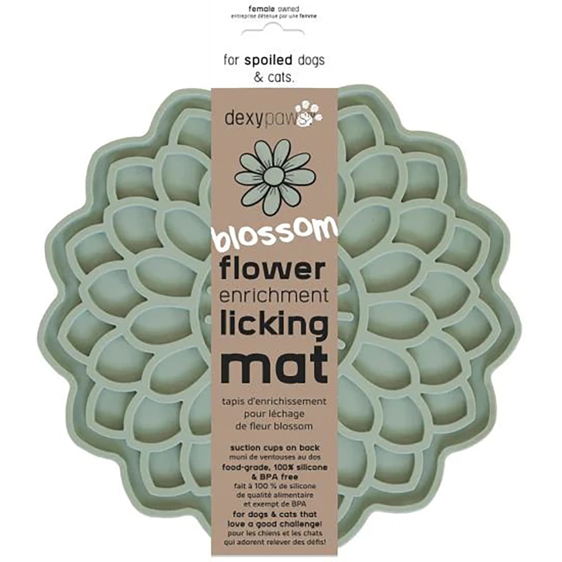 Dexypaws Enrichment Lick Mat Sage Green Blooming Blossom Dog Slow Feeder