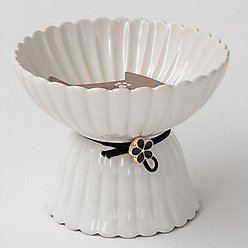 Dexypaws Elevated Ceramic Cat Bowl, White & Black, 8.4-oz slide 2 of 6