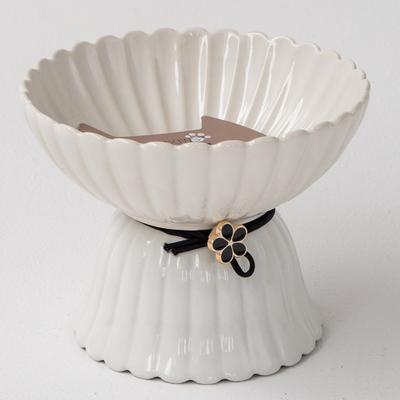 Show full view: Dexypaws Elevated Ceramic Cat Bowl, White & Black, 8.4-oz slide 6 of 6