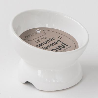 Show full view: Dexypaws Elevated Ceramic Cat Bowl, White, 7-oz slide 5 of 5