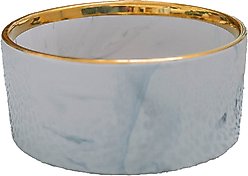 Dexypaws Marble Dog Bowl, Gray & Gold, 2-cup