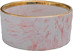 Dexypaws Marble Dog Bowl, Blush Pink & Gold, 2-cup