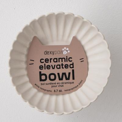 Show full view: Dexypaws Elevated Ceramic Cat Bowl, White & Black, 8.4-oz slide 3 of 6