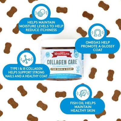 Show full view: The Missing Link Collagen Care Soft Chews Skin & Coat Supplement for Dogs, 60 count slide 4 of 7