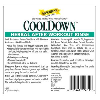 Show full view: Absorbine Cooldown Herbal After-Workout Sore Muscle Horse Rinse, 32-fl oz jug slide 2 of 6