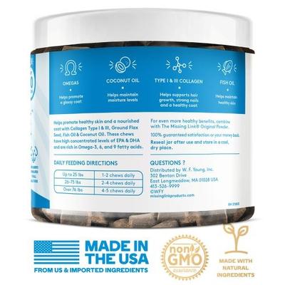 Show full view: The Missing Link Collagen Care Soft Chews Skin & Coat Supplement for Dogs, 60 count slide 5 of 7