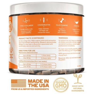 Show full view: The Missing Link Collagen Care Soft Chew Hip & Joint Supplement for Dogs, 60 count slide 6 of 9
