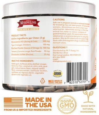 Show full view: The Missing Link Collagen Care Soft Chew Hip & Joint Supplement for Dogs, 60 count slide 7 of 9