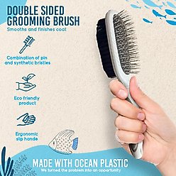 Ocean Plastic by PT Double-Sided Oval Grooming Dog & Cat Brush, Beige slide 2 of 7