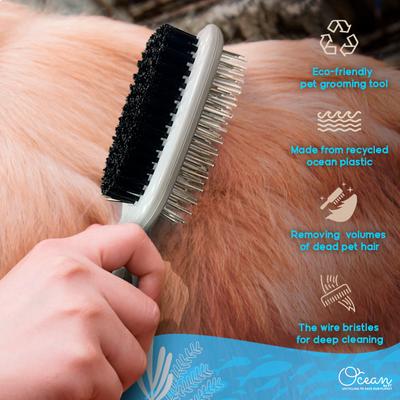 Show full view: Ocean Plastic by PT Double-Sided Oval Grooming Dog & Cat Brush, Beige slide 7 of 7