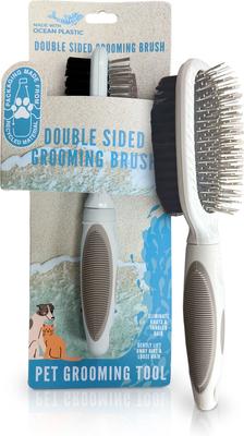 Show full view: Ocean Plastic by PT Double-Sided Oval Grooming Dog & Cat Brush, Beige slide 2 of 7