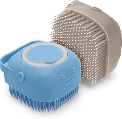 Ocean Plastic by PT Eco-Friendly Soap Dispensing Dog & Cat Scrub Brush, Color Varies