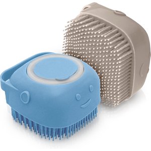 Ocean Plastic by PT Eco-Friendly Soap Dispensing Dog & Cat Scrub Brush, Color Varies
