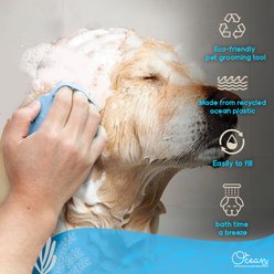 Ocean Plastic by PT Eco-Friendly Soap Dispensing Dog & Cat Scrub Brush, Color Varies slide 2 of 7