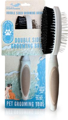 Show full view: Ocean Plastic by PT Double-Sided Round Grooming Dog & Cat Brush, Beige slide 2 of 7
