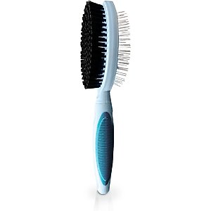 Ocean Plastic by PT Double-Sided Round Grooming Dog & Cat Brush, Blue