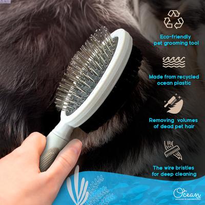 Show full view: Ocean Plastic by PT Double-Sided Round Grooming Dog & Cat Brush, Beige slide 7 of 7