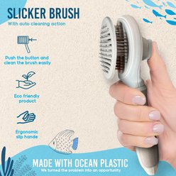 Ocean Plastic by PT Self-Cleaning Pin Slicker Dog & Cat Brush, Beige slide 2 of 7