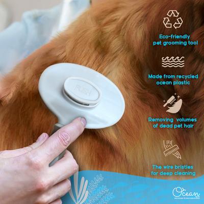 Show full view: Ocean Plastic by PT Self-Cleaning Pin Slicker Dog & Cat Brush, Beige slide 7 of 7