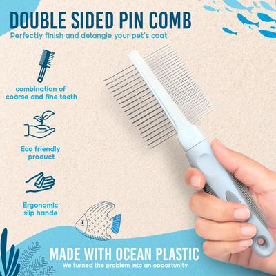 Show full view: Ocean Plastic by PT Double-Sided Pin Dog & Cat Comb, Beige slide 5 of 7