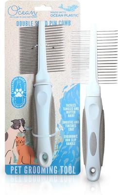 Show full view: Ocean Plastic by PT Double-Sided Pin Dog & Cat Comb, Beige slide 2 of 7