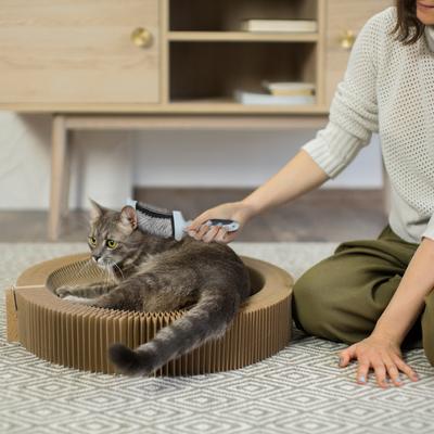 Show full view: Ocean Plastic by PT Double-Sided Flexible Slicker Dog & Cat Brush, Gray slide 5 of 7