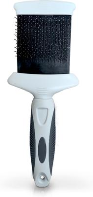 Show full view: Ocean Plastic by PT Double-Sided Flexible Slicker Dog & Cat Brush, Gray slide 2 of 7