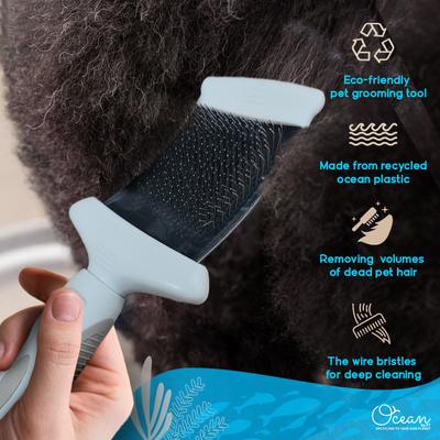 Show full view: Ocean Plastic by PT Double-Sided Flexible Slicker Dog & Cat Brush, Beige slide 7 of 7