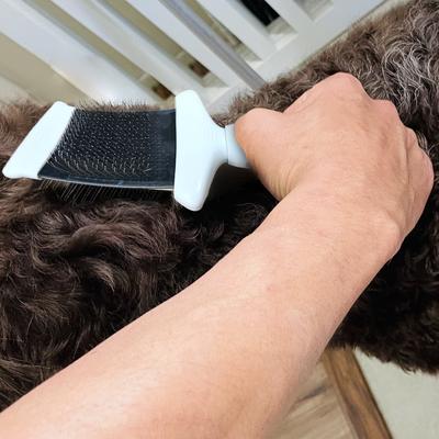 Show full view: Ocean Plastic by PT Double-Sided Flexible Slicker Dog & Cat Brush, Beige slide 3 of 7