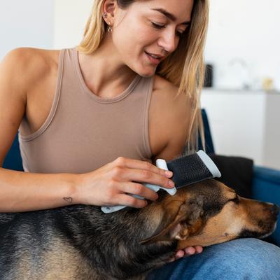 Show full view: Ocean Plastic by PT Double-Sided Flexible Slicker Dog & Cat Brush, Beige slide 4 of 7