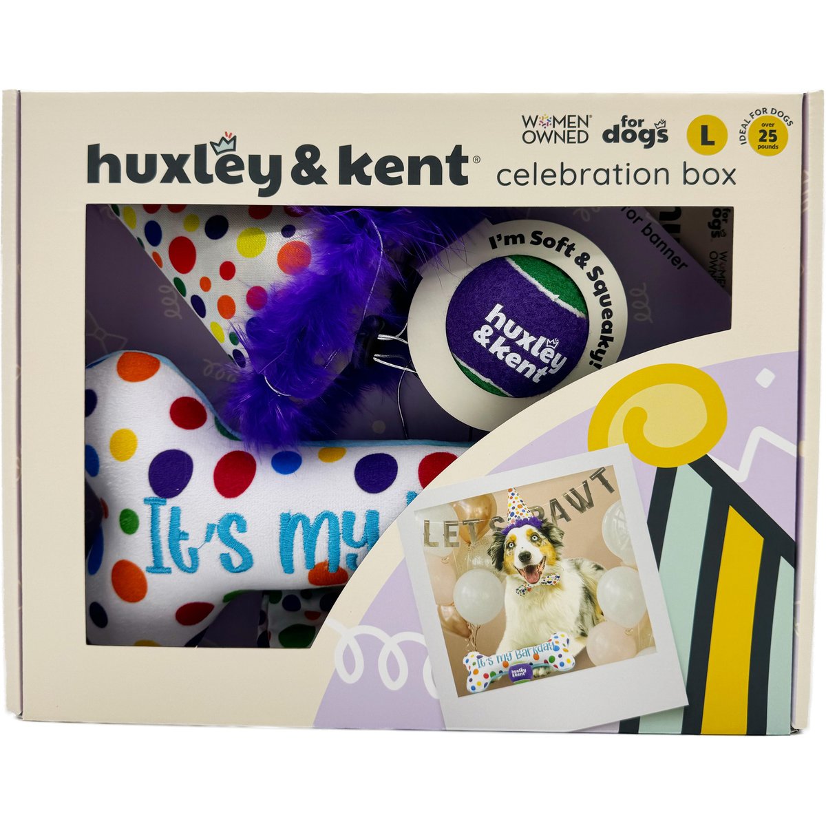 Huxley & Kent Celebration Box Happy Barkday Dog Plush Toy, Small