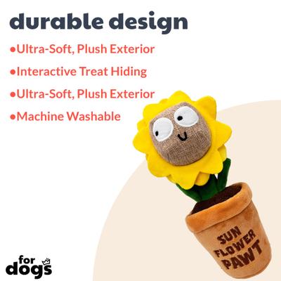 Show full view: Huxley & Kent Seek 'N Treat Sunflower Pawt Dog Plush Toy, Large slide 3 of 9