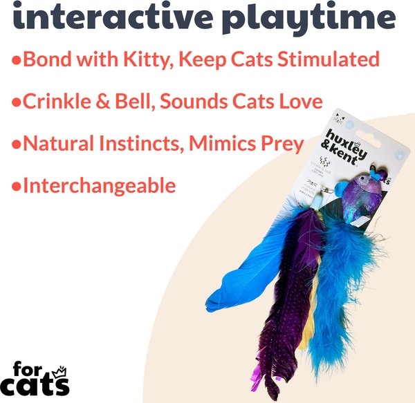 Huxley & Kent Fishy Feather Cat Teaser Toy Refill, 2 count