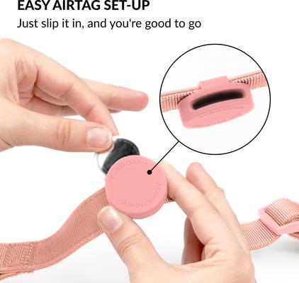 Show full view: CollarDirect AirTag Holder QR Tag Nylon Standard Dog Collar, Pink, X-Large: 18 to 26-in neck, 1-in wide slide 2 of 6