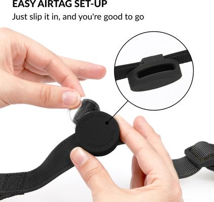 Show full view: CollarDirect AirTag Holder QR Tag Nylon Standard Dog Collar, Black, Small: 10 to 13-in neck, 0.79-in wide slide 2 of 6