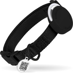 CollarDirect AirTag Holder QR Tag Nylon Standard Dog Collar, Black, Medium: 12 to 16-in neck, 1-in wide