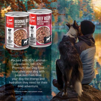 Show full view: ORIJEN Regional Red & Beef Variety Pack Real Meat Shreds Wet Dog Food, 12.8-oz can, case of 6 slide 7 of 11