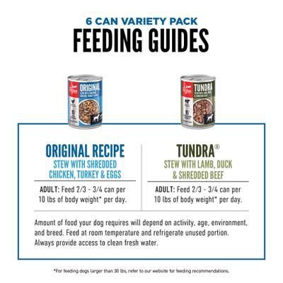 Show full view: ORIJEN Tundra & Original Variety Pack Real Meat Shreds Wet Dog Food, 12.8-oz can, case of 6 slide 6 of 11