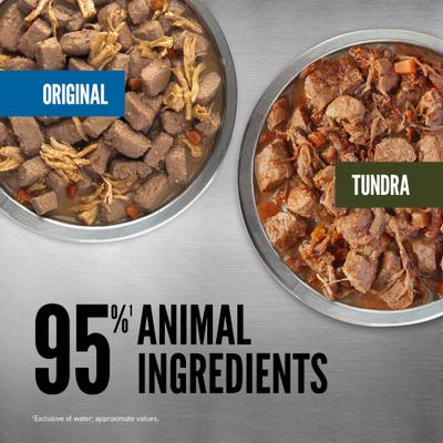 Show full view: ORIJEN Tundra & Original Variety Pack Real Meat Shreds Wet Dog Food, 12.8-oz can, case of 6 slide 4 of 11