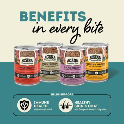 Show full view: ACANA Premium Beef & Poultry Pate in Bone Broth Variety Pack Grain-Free Wet Dog Food, 12.8-oz can, case of 6 slide 9 of 12