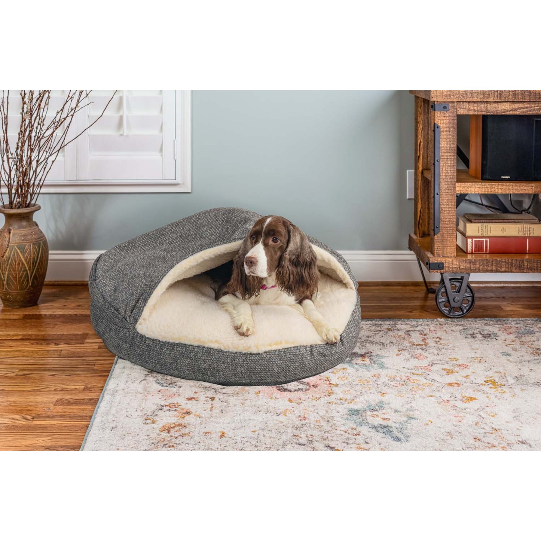 Snoozer Pet Products Microsuede Round Cozy Cave Dog Bed, Merlin Pewter, Large