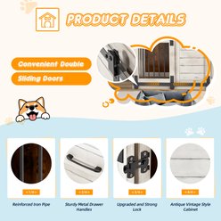 PXZEE Wooden 84-in Furniture Style Dog Crate, White slide 2 of 9