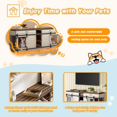 Show full view: PXZEE Wooden 84-in Furniture Style Dog Crate, White slide 5 of 9