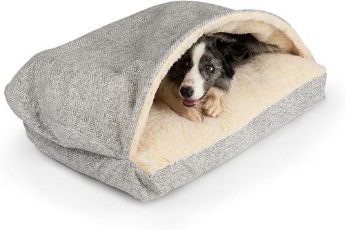 Show full view: Snoozer Pet Products Premium Microsuede Cozy Cave Rectangle Dog Bed, Palmer Dove, Small slide 3 of 5
