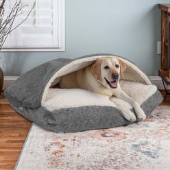 Snoozer Pet Products Premium Microsuede Cozy Cave Rectangle Dog Bed, Merlin Pewter, Medium