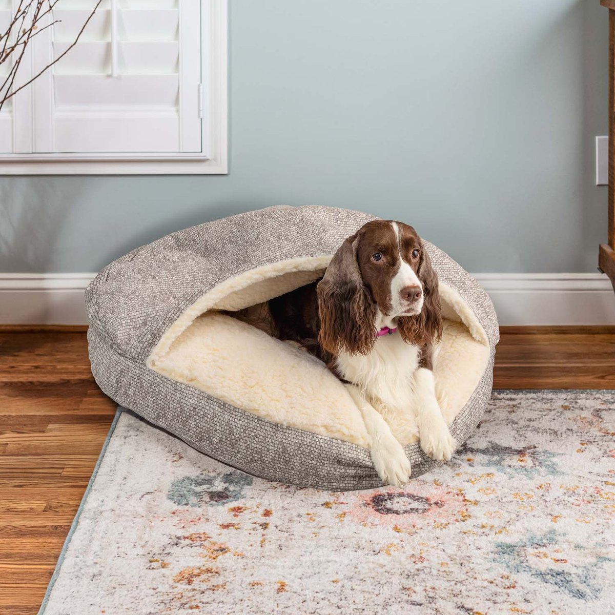 Snoozer Pet Products Microsuede Round Cozy Cave Dog Bed, Merlin Linen, Small