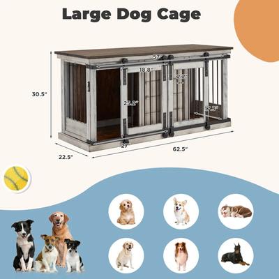 Show full view: PXZEE Wooden TV Cabinet Furniture Style Dog Crate, White slide 2 of 7