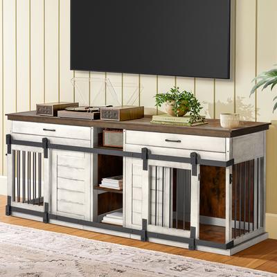 Show full view: PXZEE Wooden 84-in Furniture Style Dog Crate, White slide 6 of 9