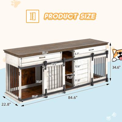 Show full view: PXZEE Wooden 84-in Furniture Style Dog Crate, White slide 2 of 9